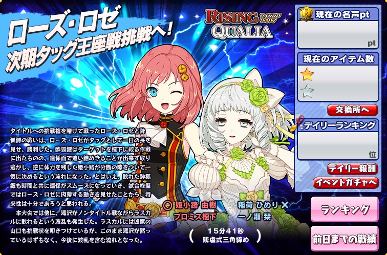 RISING QUALIAイベント結果 RISING QUALIAイベント結果